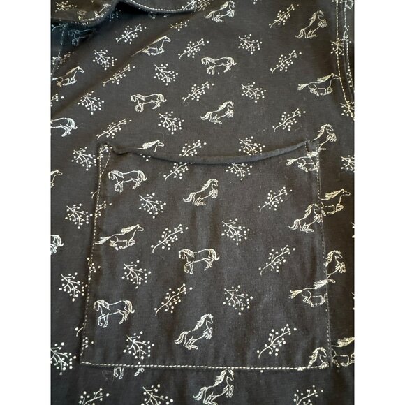 Sundance Black Long Sleeve Button-Up Shirt Horse Print Size Large Equestrian - Picture 2 of 5